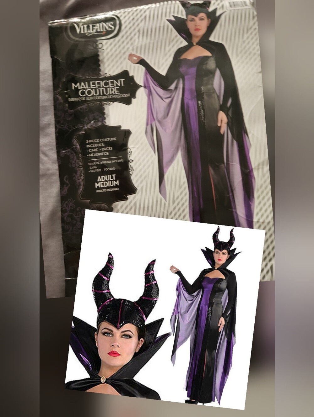 Disney Villains Maleficent Couture Halloween Costume 3-Pc Set Adult Medium